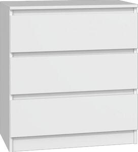 Topeshop M3 BIEL, Bílá, 3 zásuvka/zásuvek, Dřevotřískové desky, Jednobarevný, Moderní, Dřevotřískové desky