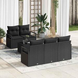 Set pohovek 6 ks 5-Počet míst Černá polyratan 3346263