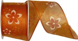Stuha organzová FLOWER RAIN ORANGE oranžová 40mm x 2m (14,-Kč/m)