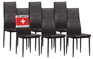 Židle do jídelny Albatros MILANO Set 6 kusů, hnědá - Čalouněná židle s potahem z Imitace kůže, moderní stylový design u jídelního stolu - Kuchyňská židle nebo židle do jídelny s vysokou nosností až 110 kg