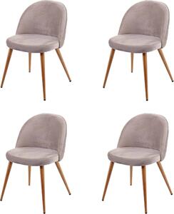 Sada 4 jídelních židlí HWC-D53, židle kuchyňská židle retro design 50. let, samet šedohnědá