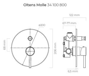 Oltens Molle vanová baterie pod omítku zlatá 34100800