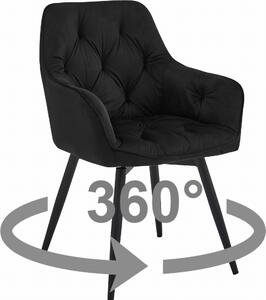 Židle JORK360 - černý samet / černé nohy x 1