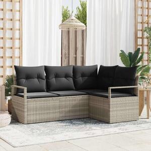 Set pohovek 4 pcs Světle šedá polyratan 3346362