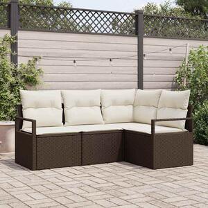 Set pohovek 4 pcs Hnědá polyratan 3346358