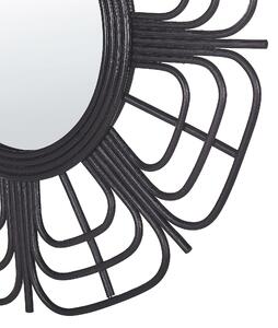Nástěnné ratanové zrcadlo ve tvaru slunce ⌀ 60 cm černé PASAKU