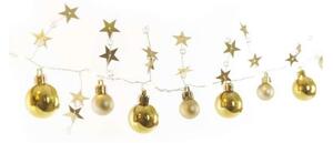 EMOS LED vánoční girlanda – zlaté koule s hvězdami, 1,9 m, 2x AA, vnitřní, teplá bílá, časovač DCGW11