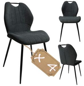 4 x sada černých čalouněných jídelních židlí, moderní, pohodlné, robustní, ergonomické, obývací pokoj, vysoký komfort sezení, stabilní kovové nohy
