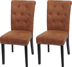 2x Jídelní židle Chesterfield 2, tmavé nohy, látka - Imitace semiše