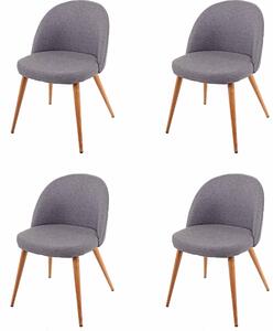 Sada 4 jídelních židlí HWC-D53, kuchyňská židle, retro design 50. let, látka/textil tmavě šedá