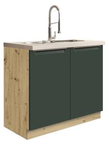 GLAMOUR z | dolní skříňka GLA-13D dřezová | 90 cm | zelená mat