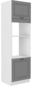STILO bs | vysoká skříňka 60DPM-210 2F na vestavnou troubu a mikrovlnku | 60 cm | bílá/šedá | UNI dv