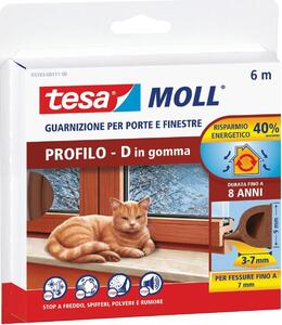 TESA 05393-00111-00, Dveře, Okno, Bez rámečku, Above door, Nad okno, Side door, Boční okno, Pod dveře, Under window, Hnědá, Guma, 6 m