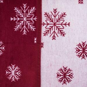 Přehoz VELURO snowflakes červenobílá malý 60 x 200 cm