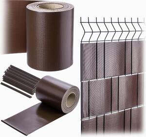 KADAX PVC stínící pásky 35 m x 19 cm, hnědé pro dvojitý plot, stínící pásky s 20 upevňovacími klipy, větrná clona, plotová fólie pro plot z pletiva