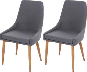 Sada 2 jídelních židlí HWC-B44 II, židle Kuchyňská židle Retro Design Tkanina/textil tmavě šedá