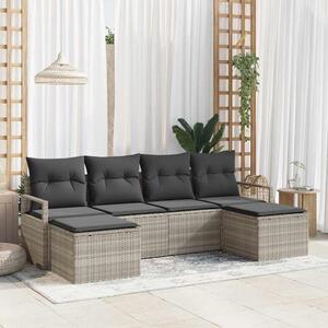 Set pohovek 6 ks Světle šedá polyratan 3346492