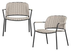 Set dvou zahradních židlí s opěrkami atyk světle šedý