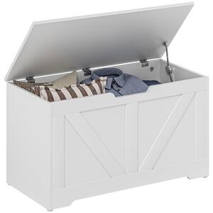 HOMCOM Úložný box do ložnice 100 L Skladovací lavice s bezpečnostním víkem pro předsíň a obývací pokoj 80x40x45 cm Bílá | Aosom
