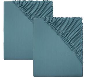 LIVARNO home Sada žerzejových napínacích prostěradel, 90-100 x 200 cm, 2dílná, tmavě modrá (800006667)