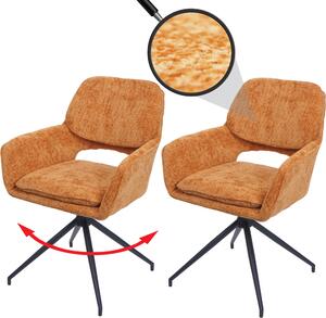 Sada 2 jídelních židlí HWC-N74, kuchyňská židle, otočná s automatickým navracením, žinylková tkanina (490 g/m²) Oeko-Tex okrově žlutá