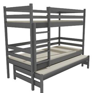 Dětská patrová postel s přistýlkou z MASIVU 180x80cm bez šuplíku - PPV015