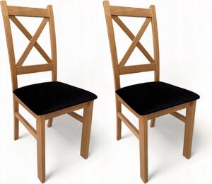 2x čalouněná židle s křížovým opěradlem Dub Craft + černá
