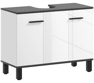 HOMCOM Podskřínková koupelnová skříňka s umyvadlem na stojánku nebo nohách, 2 dveře a nastavitelnými policemi pro 80x34x60 cm Jasně bílá koupelna | Ao