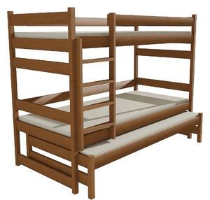 Dětská patrová postel s přistýlkou z MASIVU 180x80cm bez šuplíku - PPV018