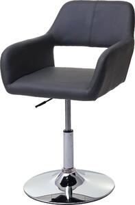 Jídelní židle HWC-A50 III, židle kuchyňská židle, retro 50. léta, Imitace kůže šedá, chromová podnož