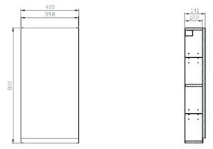 Cersanit Moduo skříňka 40x14.1x80 cm boční závěsné šedá S590-021