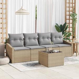 Set pohovek 5 ks Beige a šedá polyratan 3355259
