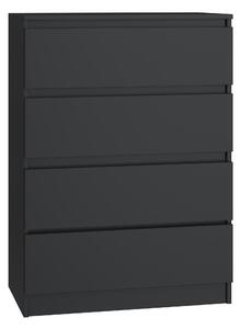 Topeshop M4 CZERŃ, Černá, 4 zásuvka/zásuvek, Dřevotřískové desky, Jednobarevný, Moderní, Dřevotřískové desky