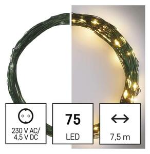 EMOS LED vánoční nano řetěz zelený, 7,5 m, venkovní i vnitřní, teplá bílá, časovač D3AW04