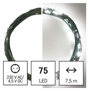 EMOS LED vánoční nano řetěz zelený, 7,5 m, venkovní i vnitřní, studená bílá, časovač D3AC04