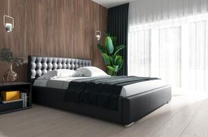 Designová postel Natal s úložným prostorem černá eko kůže 200 x 200