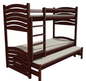 Dětská patrová postel s přistýlkou z MASIVU 180x80cm bez šuplíku - PPV021