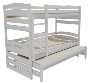 Dětská patrová postel s přistýlkou z MASIVU 200x80cm bez šuplíku - PPV020