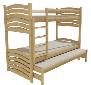 Dětská patrová postel s přistýlkou z MASIVU 180x80cm bez šuplíku - PPV021