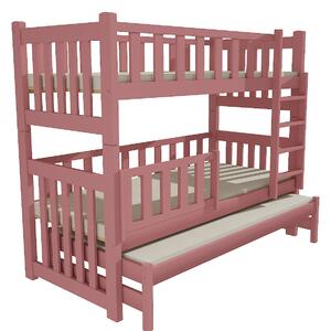 Dětská patrová postel s přistýlkou z MASIVU 180x80cm bez šuplíku - PPV023