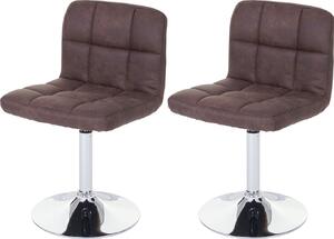 Sada 2 jídelních židlí Kavala, otočná židle, imitace semiše chrom vintage tmavě hnědá