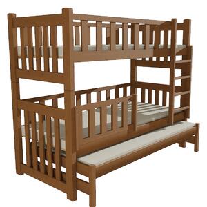 Dětská patrová postel s přistýlkou z MASIVU 180x80cm bez šuplíku - PPV023