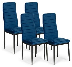 ModernHome LR-1494 Sada 4 ks jídelních židlí VELVET, modrá