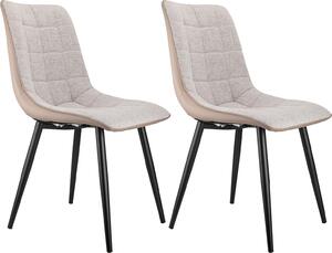 Sada 2 jídelních židlí látka a Imitace kůže, ergonomické, čalouněné, moderní, stabilní, kovové nohy, měkké a pohodlné
