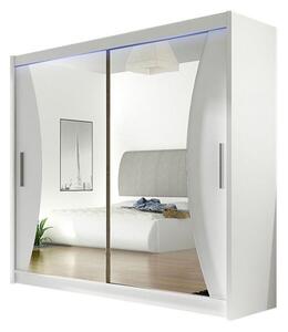 Šatní skříň 180 cm se zrcadlem a LED osvětlením ELADIO 5 - bílá