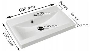 Koupelnová sestava s umyvadlem WINNA - šedý modřín bodega / lesklá bílá + sifon a baterie Economico ZDARMA