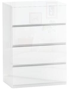HOMCOM Komoda se 4 zásuvkami Moderní komoda do ložnice s bezpečnostním designem 55x33x80 cm Jasně bílá | Aosom