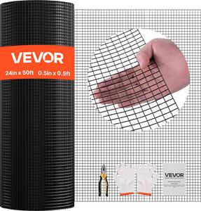 VEVOR zahradní plot 61 cm x 15,2 m, šířka ok 1,27x1,27 cm, plot z pozinkovaného drátu φ1,06 mm, plot z kuřecího drátu s vinylovým povlakem, svařovaný plot pro zahradní rostliny, klece pro králíky a hady