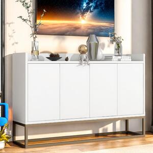 UnboxG Sideboard 120x30x80 cm bílá, skříň se 4 dveřmi, úložná skříň do obývacího pokoje – moderní úložný nábytek