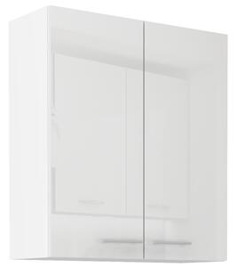 LARA wh | horní skříňka 80G-90 2F s policemi | 80 cm | VYSOKÁ | bílá lesk